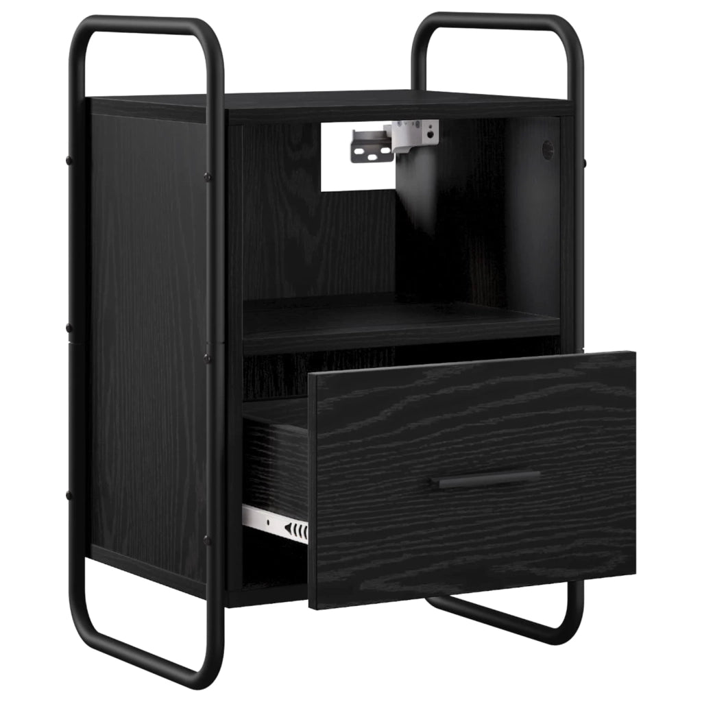 Mobiletto da Letto Appeso Rovere Nero 40 x 30 x 60 cm 8013566