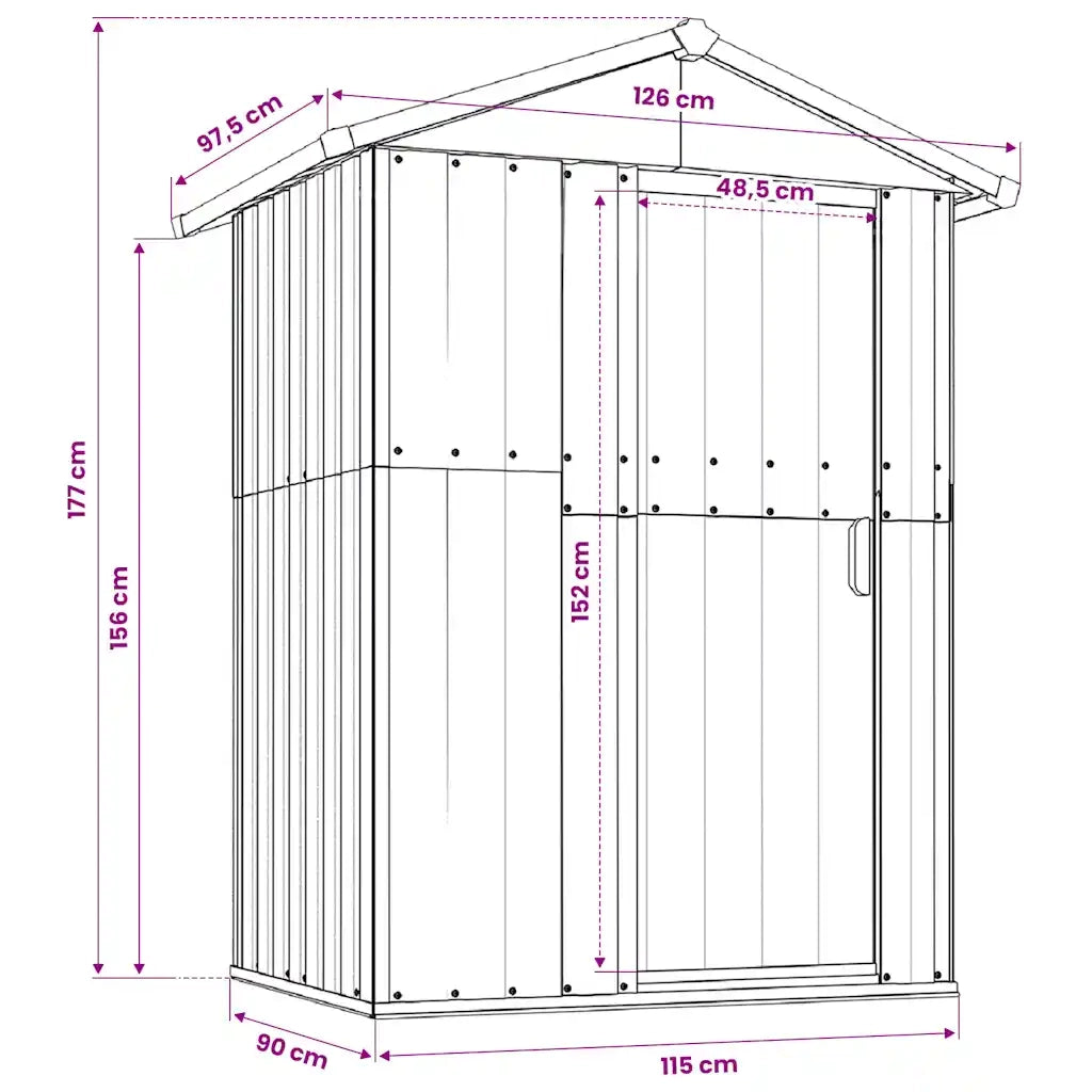Casetta da giardino marrone 126x97,5x177 cm in acciaio zincato 316236