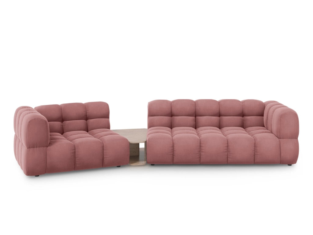 Cosmopolitan Design - Divano modulare sinistro "Sky" 3 posti in velluto salmone 