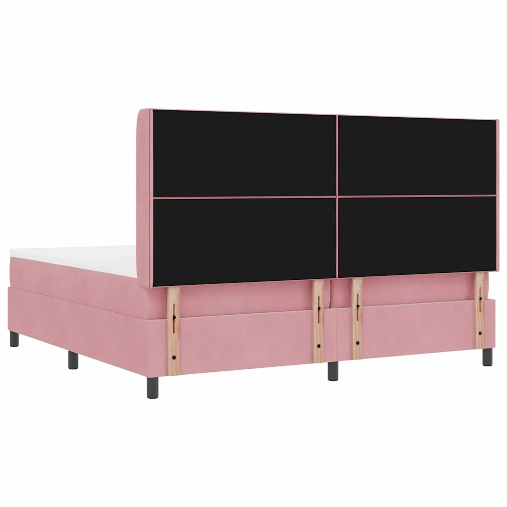 Letto a molle con materasso Rosa 200 x 200 cm Velluto 3342085