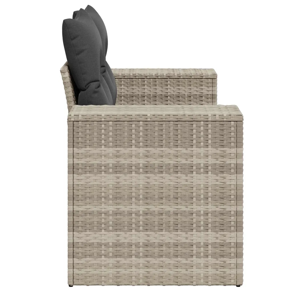 Divano da Giardino con Cuscini 2 Posti Grigio Chiaro Polyrattan