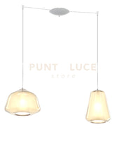 SOSPENSIONE BIANCO 2 LUCI SPOSTABILE VETRI ALPHA + GAMMA AMBRA 1176BI-S2 S AG-AM