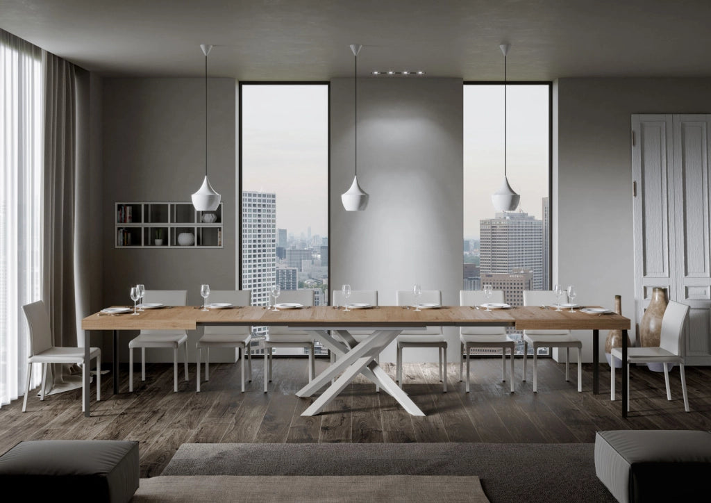 Tavolo allungabile 90x180/440 cm Volta quercia natura telaio bianco