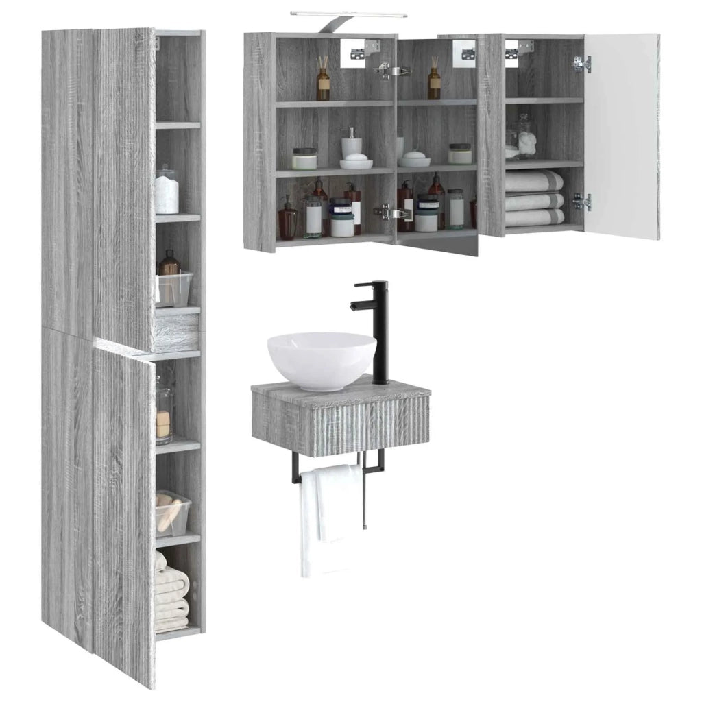 Set di mobili per il bagno 5 pcs Sonoma grigio 3407252