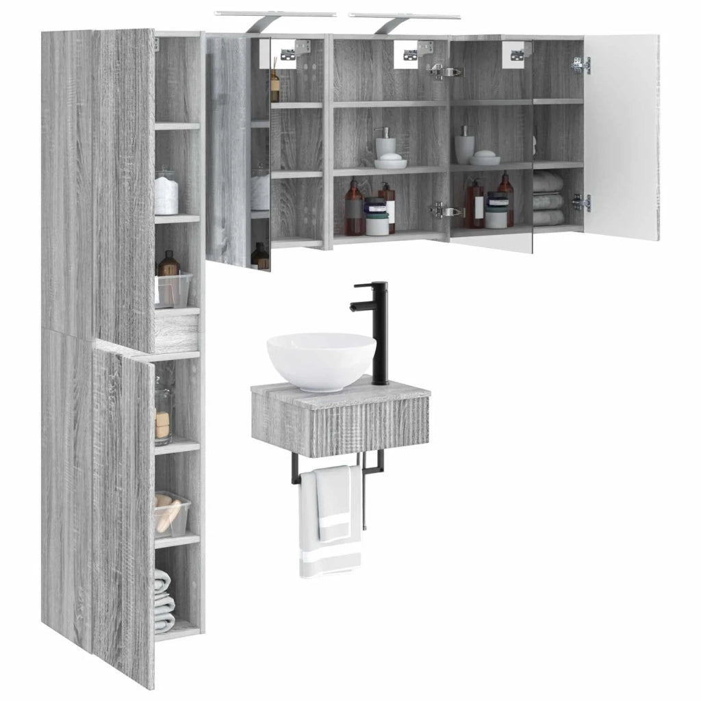 Set di mobili per il bagno 5 pcs Sonoma grigio 3407252