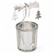 Sostegno per candela rotante in metallo - Mini piramide 12cm - Decorazione natalizia - Vaso votivo - Sostegno per candela rotante con effetto luce - Supporto per candele