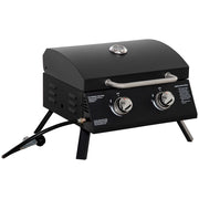 Tavolo Grill Gas BBQ 2 Bruciatori ¨C zephmum ¨C Nero Acciaio Inox 55x46.5x41 cm