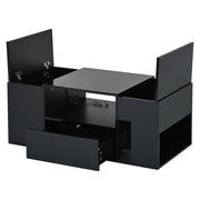 Tavolino da caffè con 1 cassetto e 2 ante; LED; per soggiorno; 100×50×40 cm; nero