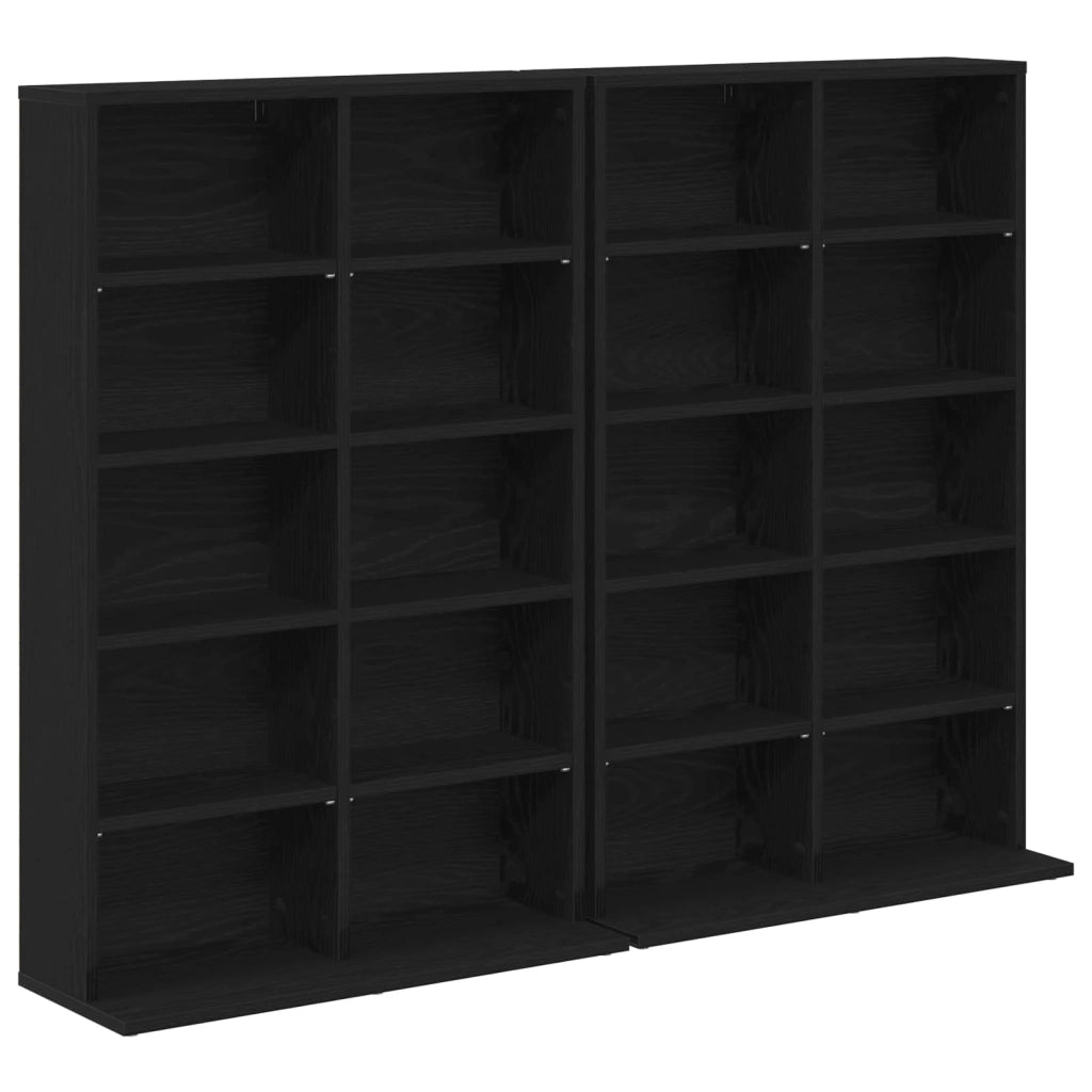 Mobile per CD 2 pz Rovere Nero 65 x 23,5 x 97,5 cm 8012677