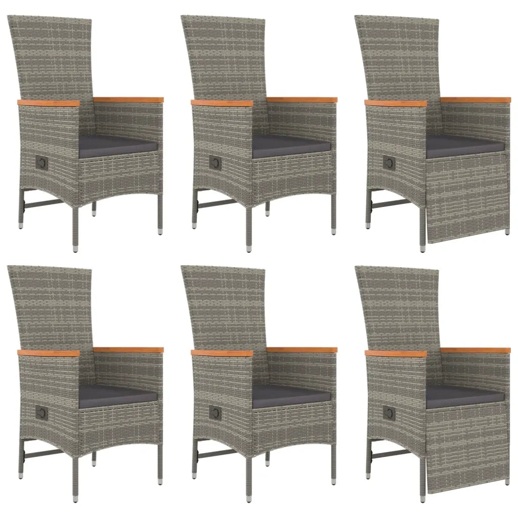 Set da Pranzo da Giardino 7 pz con Cuscini in Polyrattan Grigio 3157551