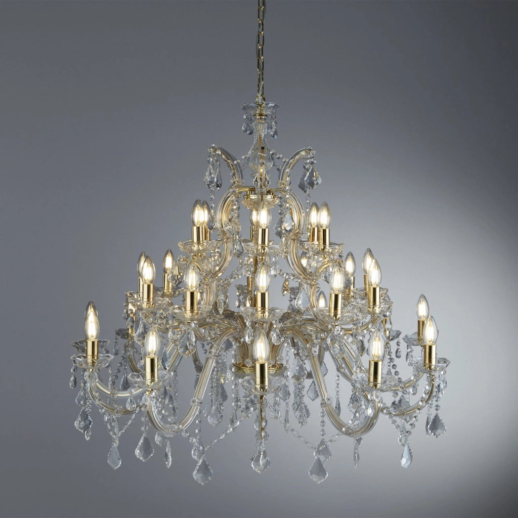 Lampadario Classico Marie Therese Acciaio Adjustable Vetro 30 Luci E14