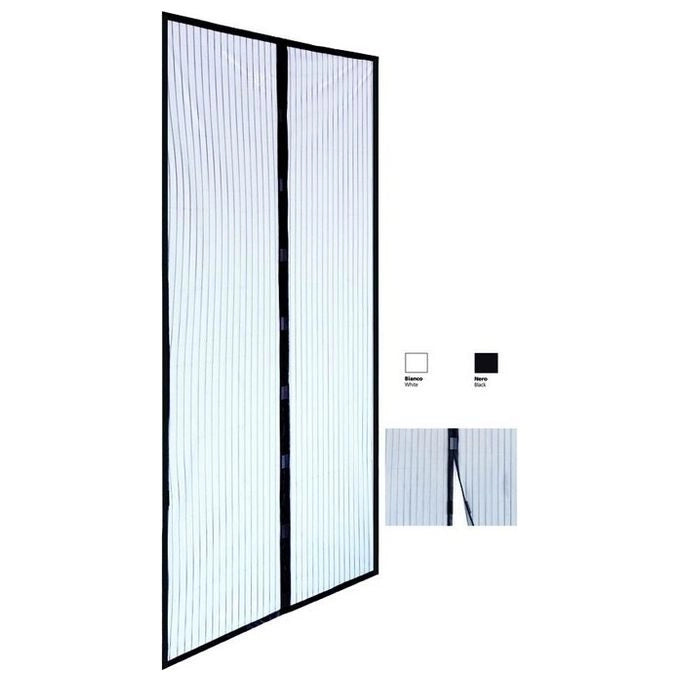 Zanzariere a Strisce Magnetic 2 Bandelle Nera cm.100x220