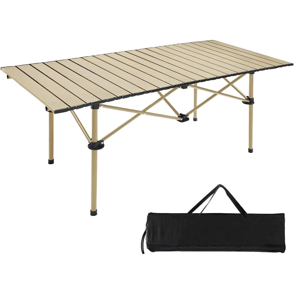 Trade Shop - Tavolo Pieghevole Da Campeggio Esterno Portatile Giardino Balcone Pic Nic Beige 632838 -
