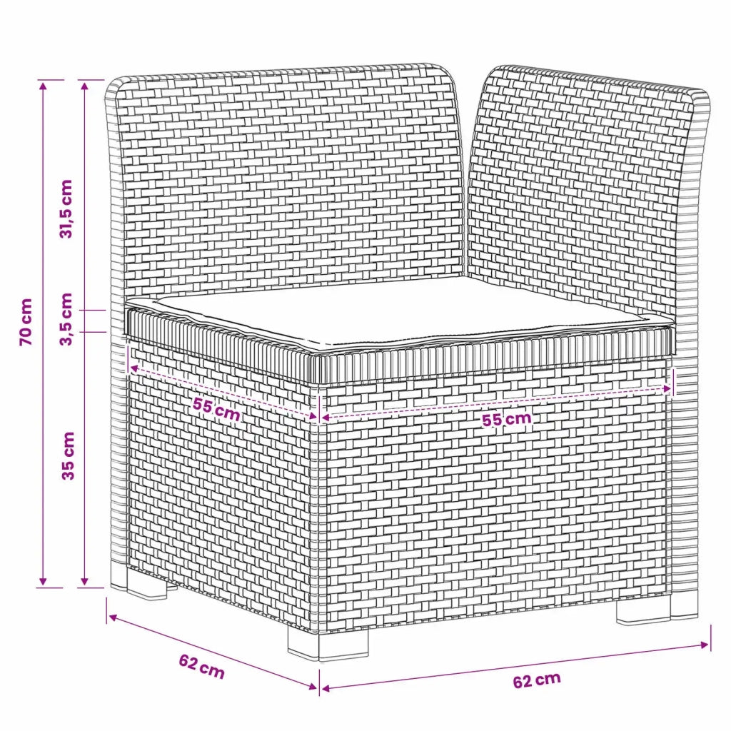 Divano da Giardino a 1 Posto con Cuscino Aspetto Rattan PP 8011817