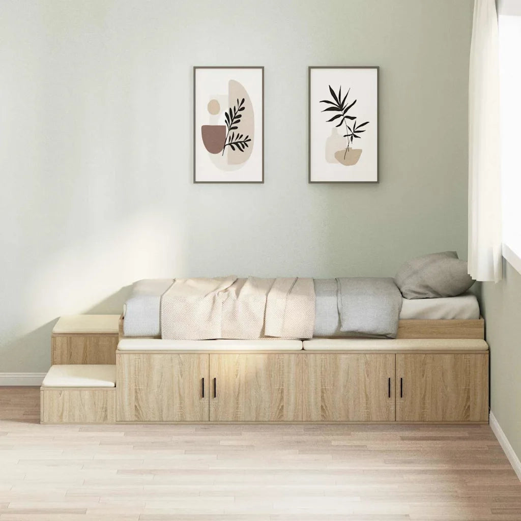 Struttura letto con contenitore Rovere Sonoma 80 cm 3335575