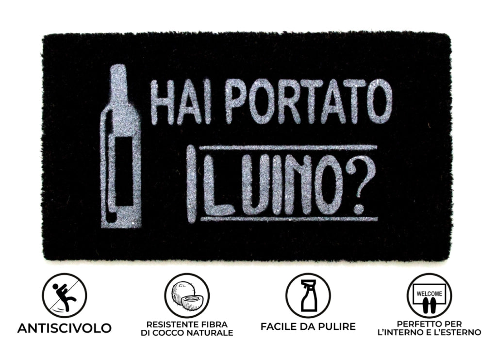 Zerbino Entrata Ingresso Casa Esterno Antiscivolo Cocco Nero Hai Portato Il Vino?