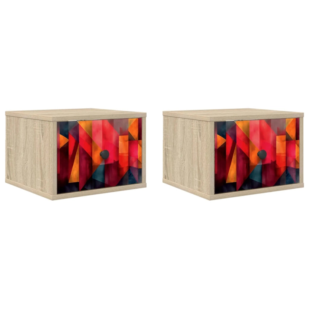 Mobiletto da comodino a parete HEESCH 2 pz Rovere Sonoma 8007466
