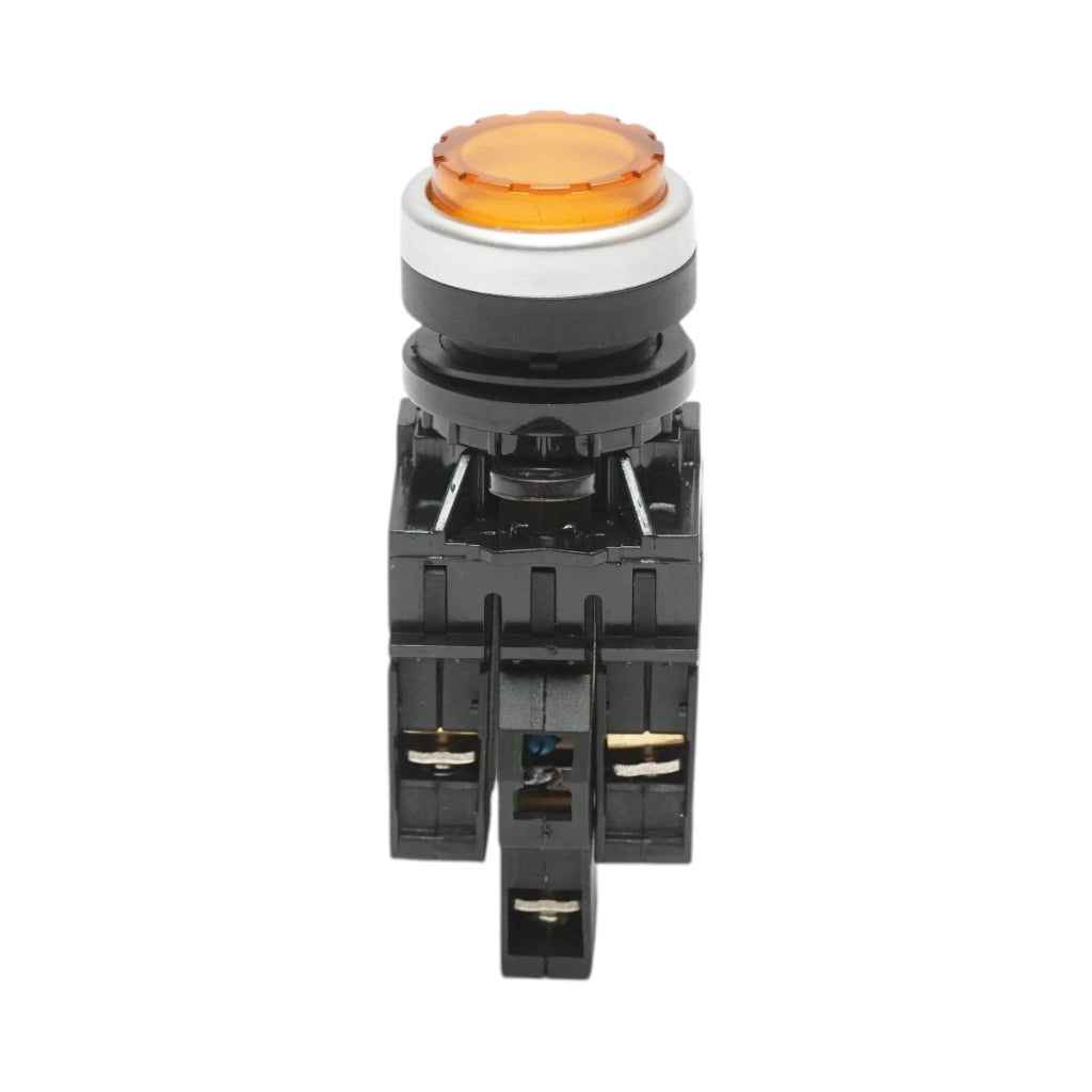 Pulsante di comando convesso illuminato 24V AC/DC LED giallo con ritorno 1NO+1NC, 10A/600V AC, 1A/250V DC LA42 Breckner Germany