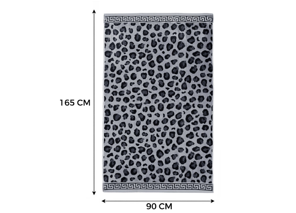 Telo Mare Jacquard Spugna Asciugamano Spiaggia Disegno Cleopatra Grigio