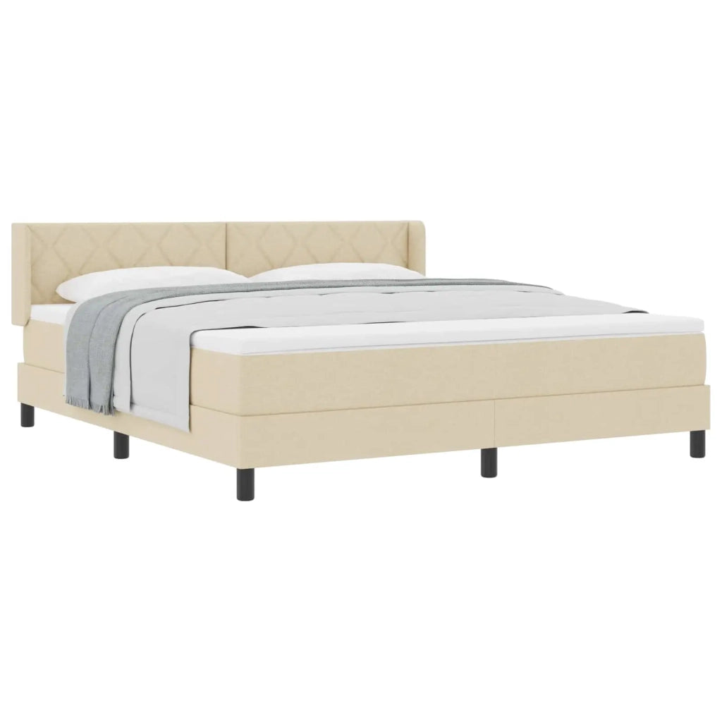 Letto a molle con testiera Crema 200 x 180 cm Tessuto 3341186