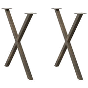 Gambe per tavolo da pranzo a forma di X 2 pz in acciaio naturale 80x(72-73) cm