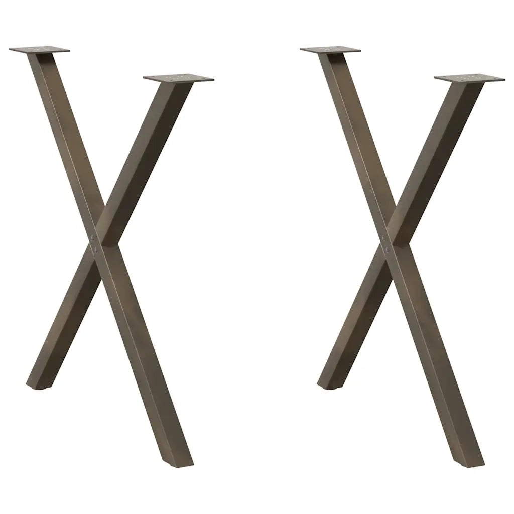 Gambe per tavolo da pranzo a forma di X 2 pz in acciaio naturale 80x(72-73) cm