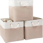 Opacchi Portaoggetti 33x38x33 cm - Grande Cassetti per Armadio Culla Bambino - Set di 3 in Beige e Bianco