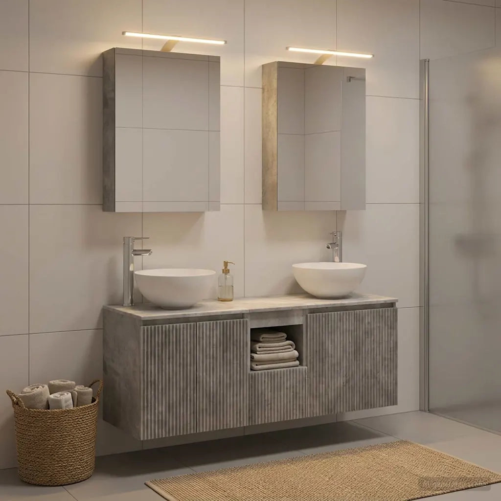 Set di Armadi da Bagno 5 pcs Grigio Cemento 50 x 14,5 x 70 cm 3406354