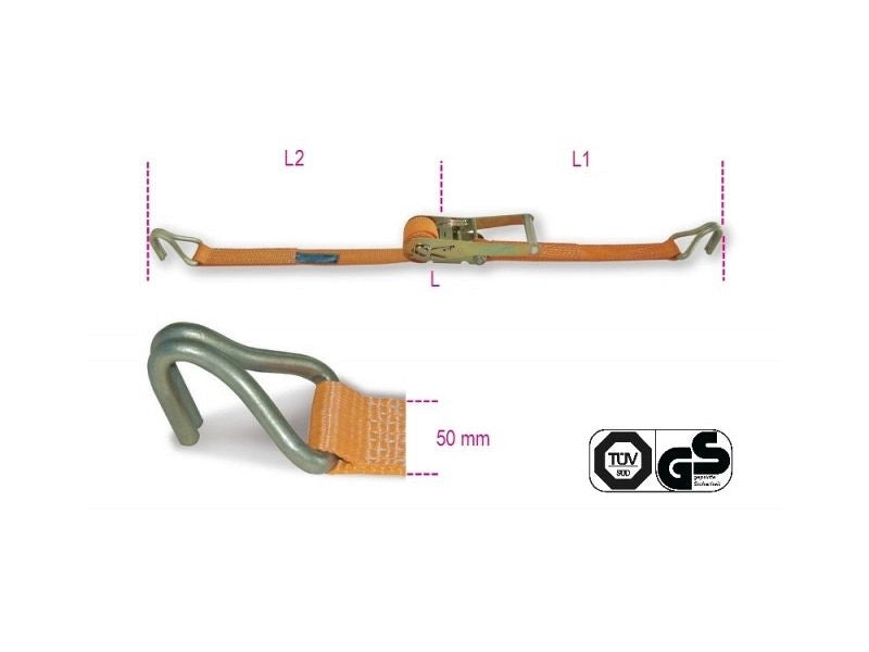 Fascia a cricchetto Betafer Robur 8182 8,5 alta tenacità ganci a uncino 2000 Kg