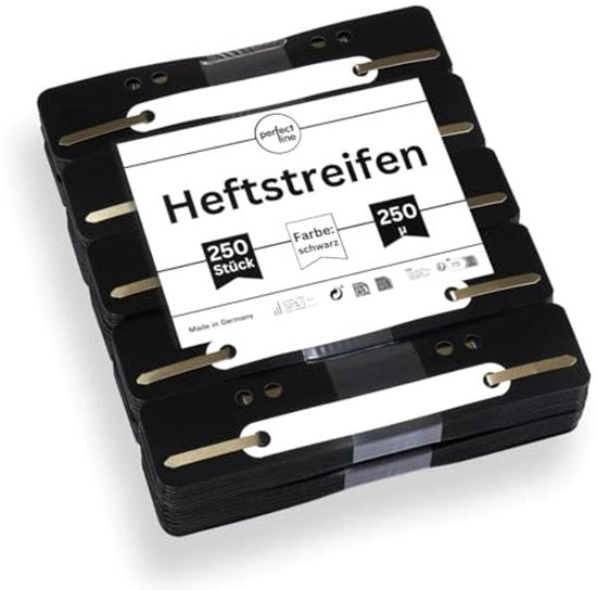 Linea perfetta - 250 non strisce (10x25 pezzi), nero, plastica riciclabile, Made in Germany