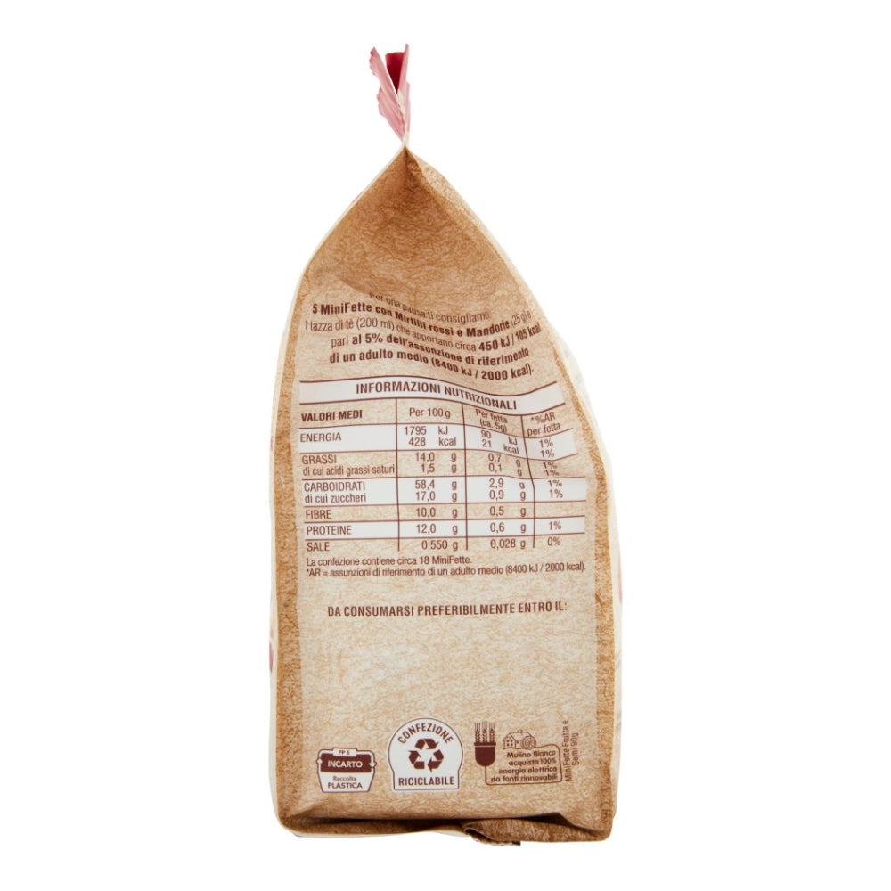 Mulino bianco minifette integrali ai mirtilli rossi e mandorle 6 confezioni da 90 gr