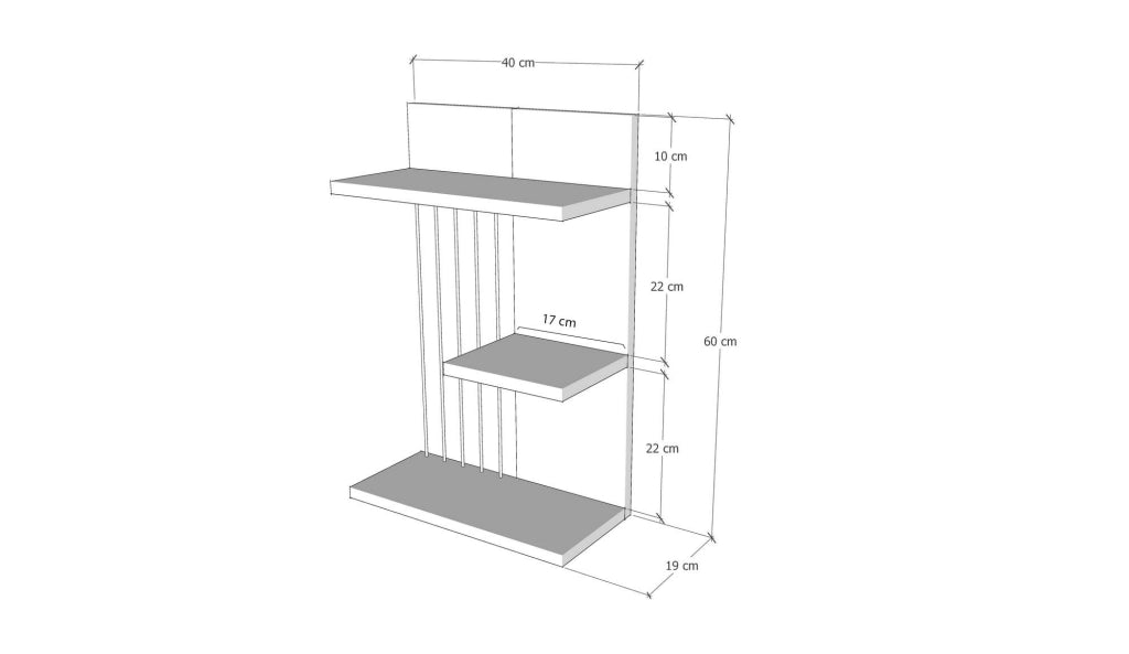 Scaffale a parete in legno "Kinik" - 40 x 19 x 60 cm - Bianco