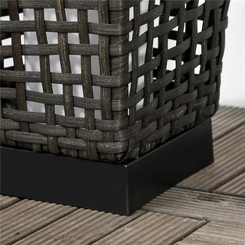 LAMPADA SOLARE DA GIARDINO CON PANNELLO DI RICARICA, IN ACCIAIO E RATTAN, 21X21X78 CM, NERO E GRIGIO