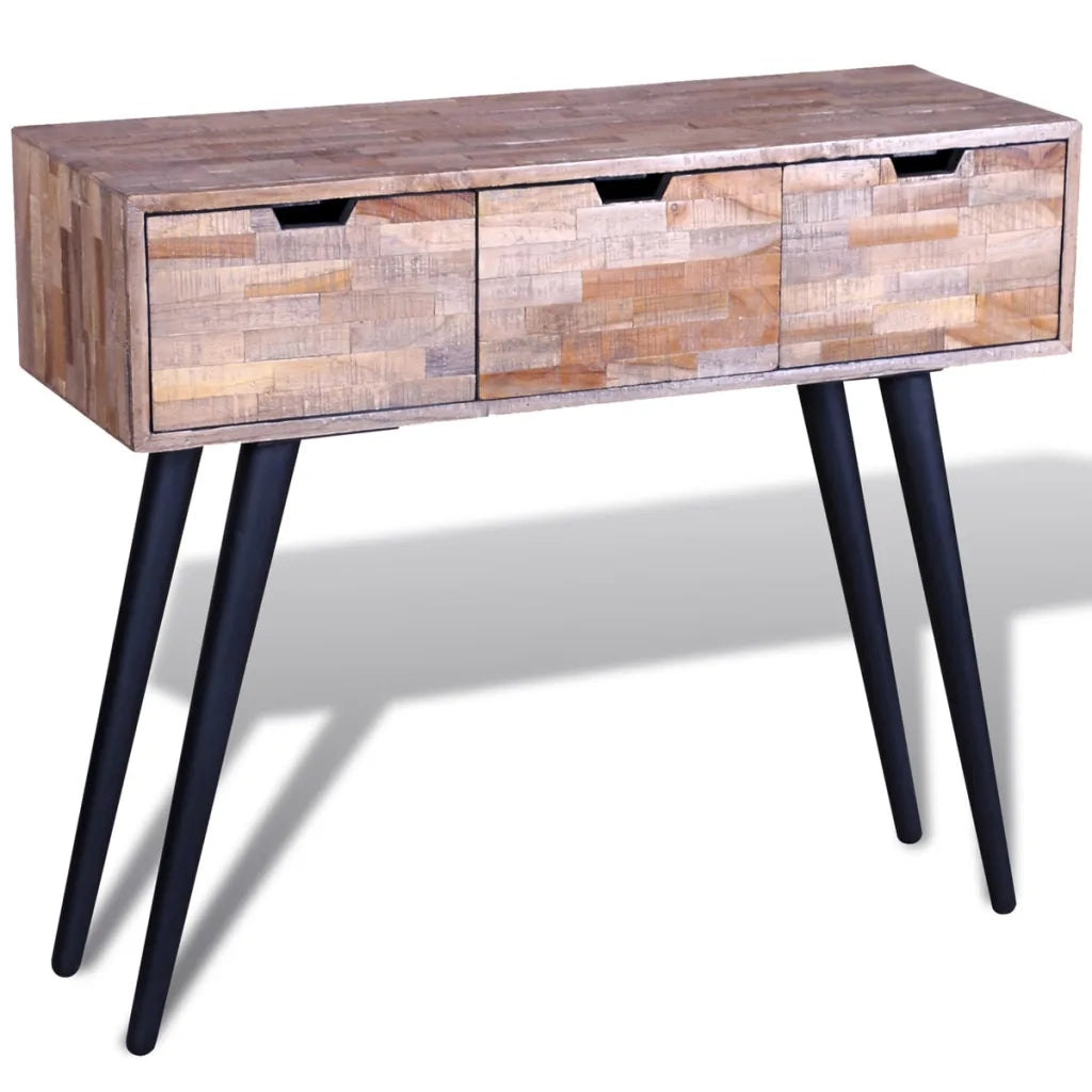 Tavolo Consolle | Tavolo d'Ingresso con 3 Cassetti in Legno di Recupero di Teak