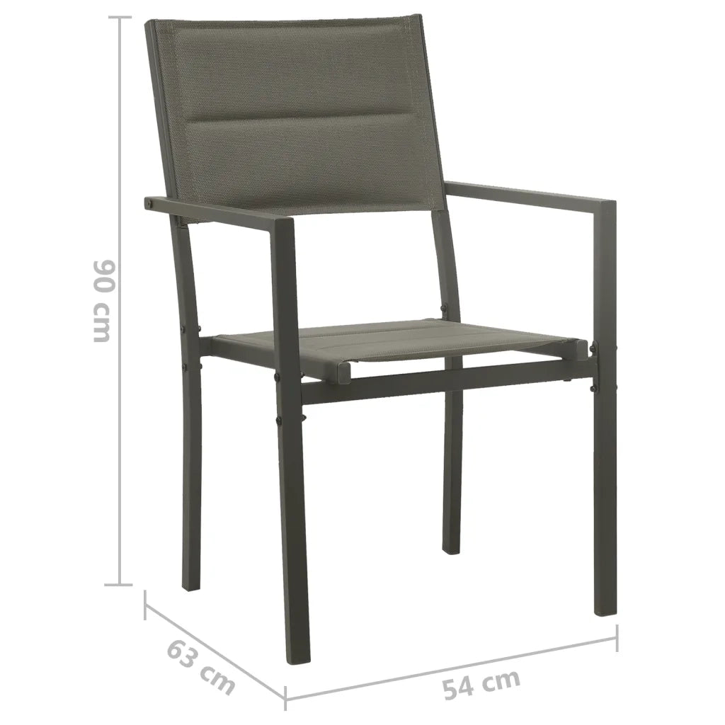 Sedie da Giardino 2 pz Textilene e Acciaio Grigio e Antracite cod mxl 23166