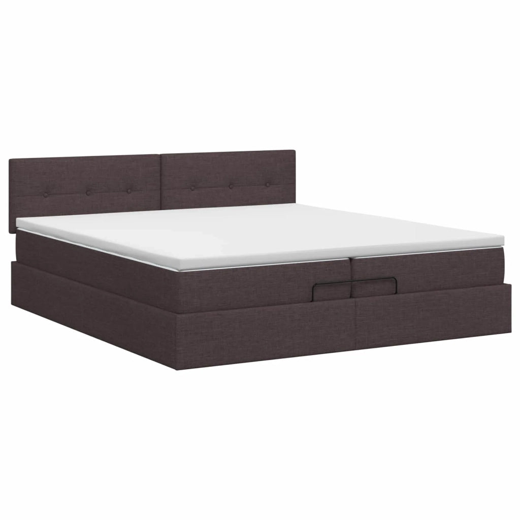 Letto ottomano con materasso Marrone Scuro 200 x 200 cm Tessuto 3456354