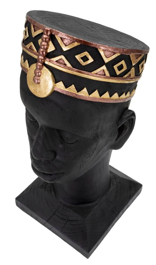 Statua Uomo Masai 25x56x25 cm in Poliresina Nero/Oro