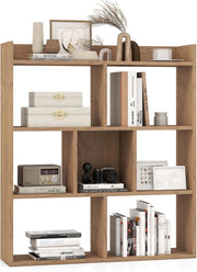 Libreria a Cubi con 7 Scomparti, Mensola Espositiva per l'Archiviazione, Libreria in Legno con Dispositivi Anti-Ribaltamento, per Studio Soggiorno, 80x20x90 cm (Naturale)