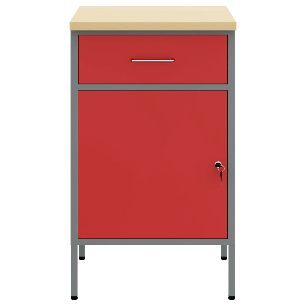 Armadio da Lavoro Rosso 50x55x84 cm Acciaio