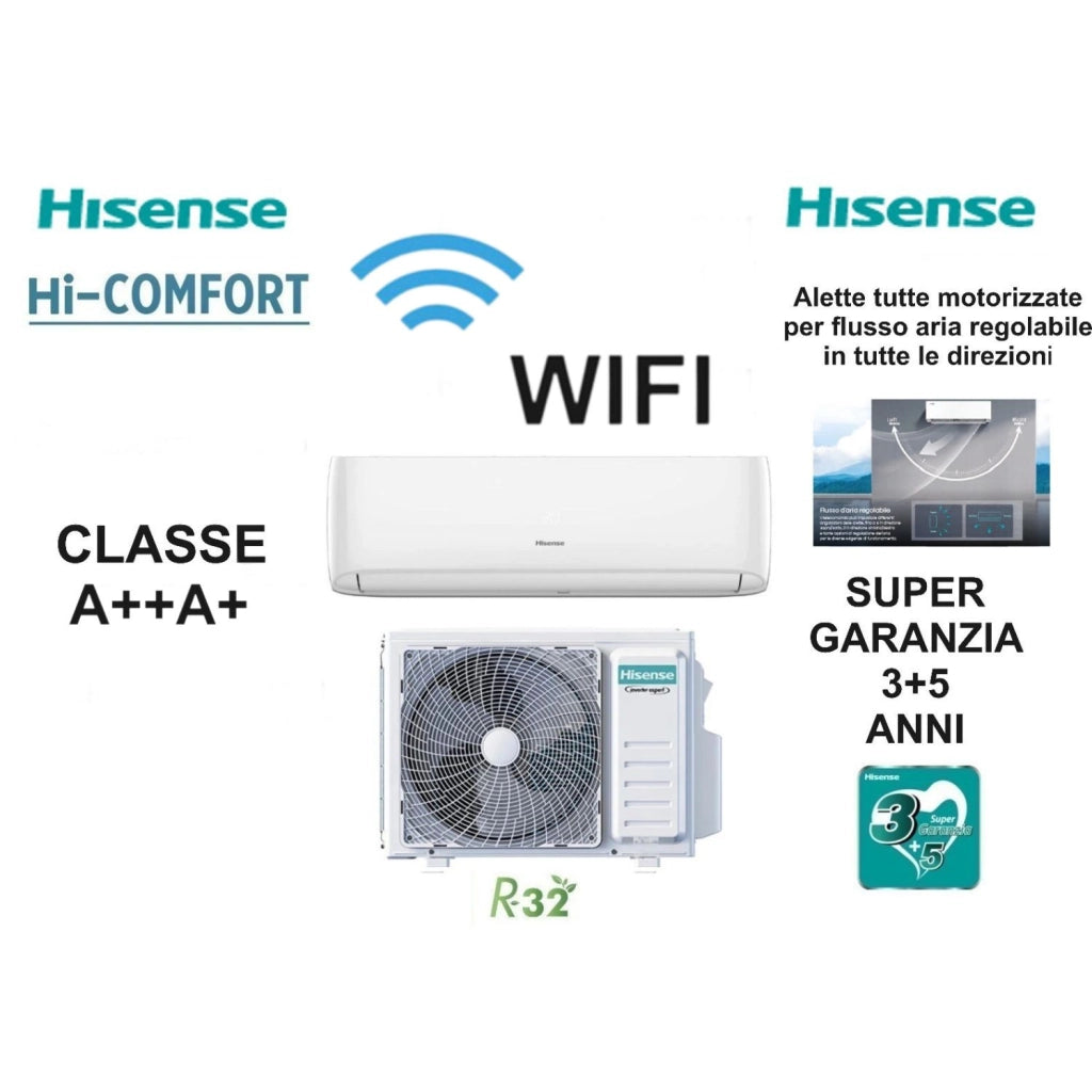 Hisense Climatizzatore Condizionatore Hisense Inverter serie Hi Comfort 12000 Btu AS35MR0BW + CF35LR03G R-32 Wi-Fi Integrato