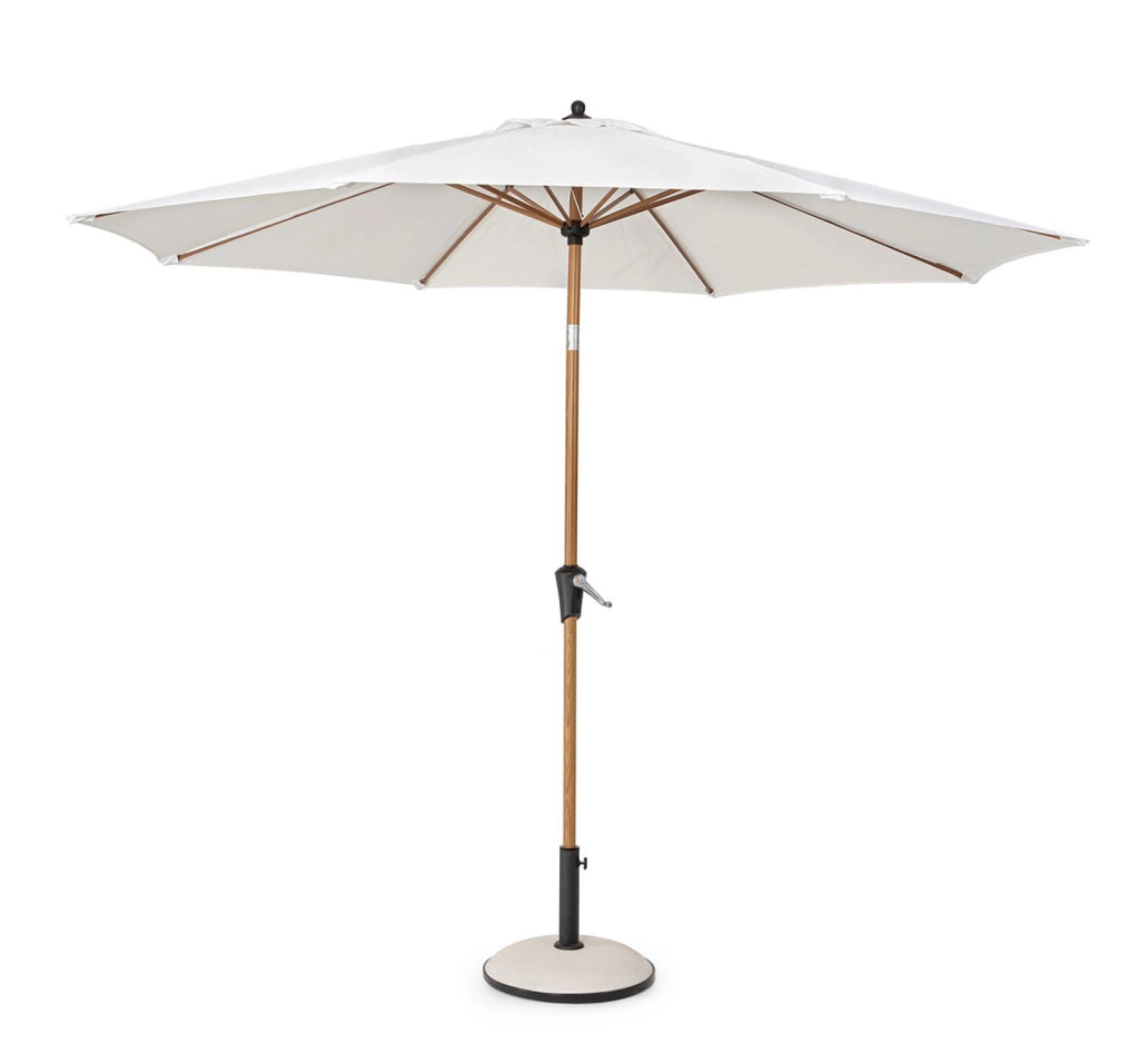 Ombrellone da Giardino con Snodo 8 Stecche Ø300x246h cm Telo in Poliestere Palinuro Naturale e Bianco