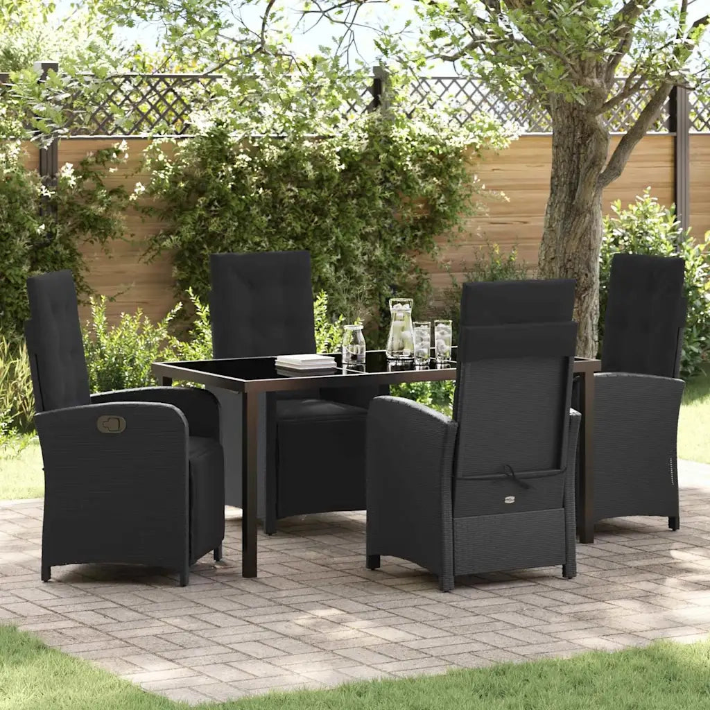 Set da Pranzo per Giardino con cuscino 5 pcs Nero polyrattan 3380312