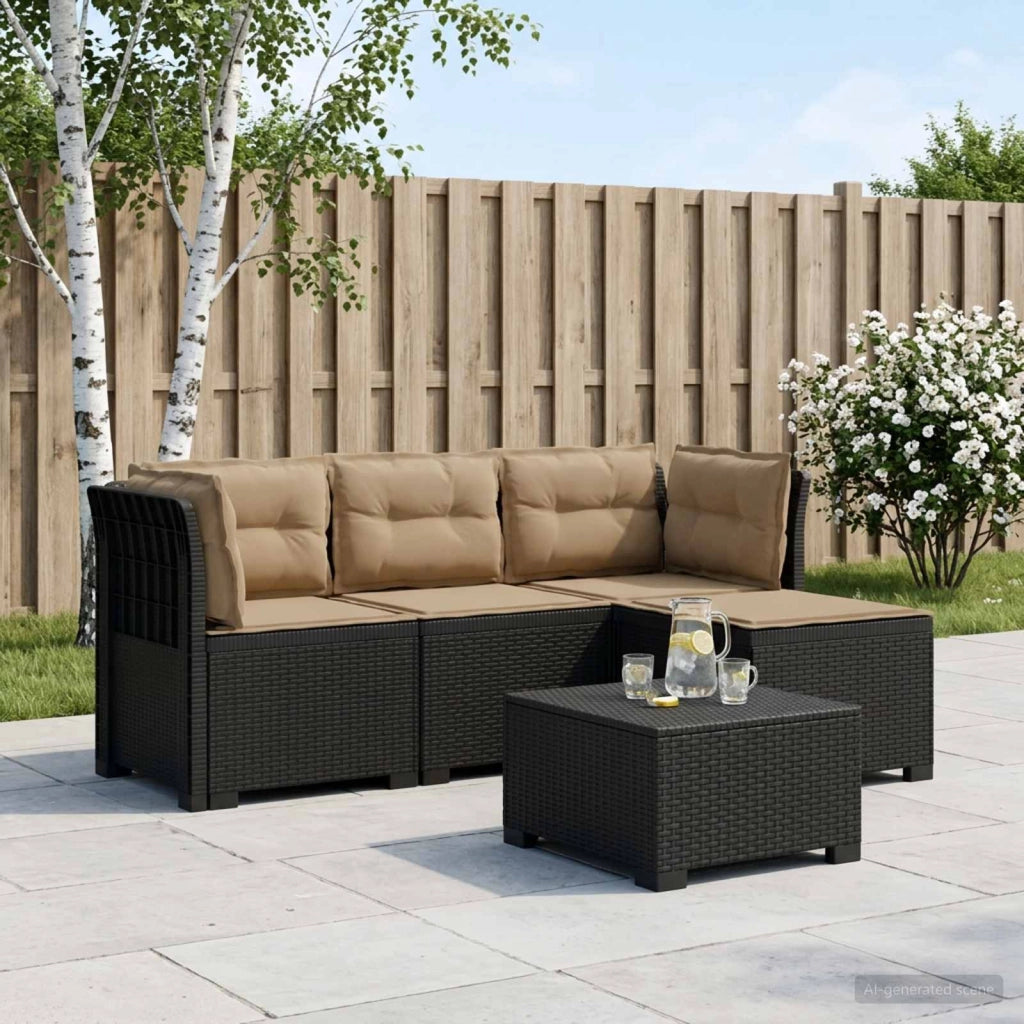Divano da giardino 4 posti con cuscini aspetto rattan PP 3443944
