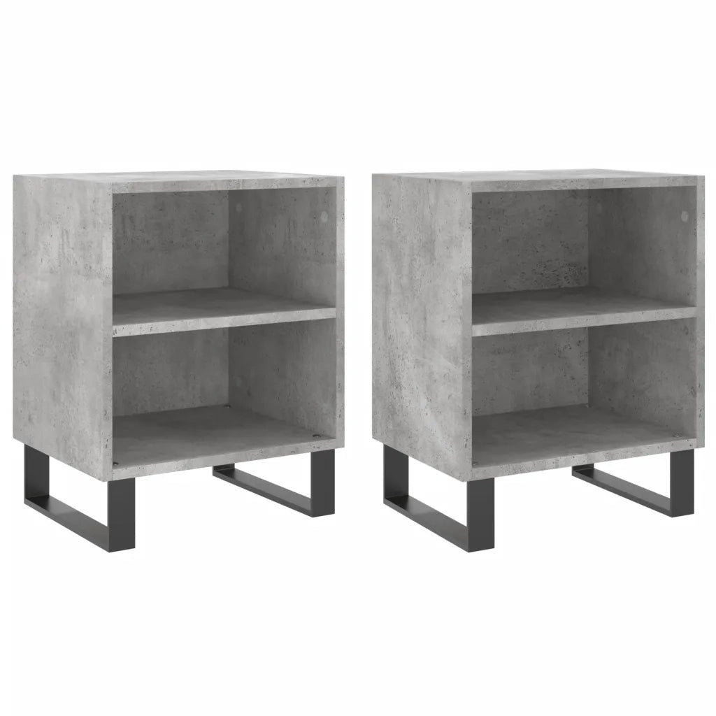 Comodini 2 pz-Set di 2 Tavolino da notte Grigio Cemento 40x30x50 cm in Legno Multistrato 463673