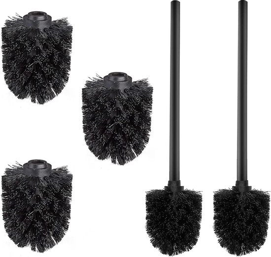 Set di spazzole per il water di 2 pezzi - manico in acciaio inossidabile - coppe di riserva - bagno - diametro di sostituzione 7 cm - nero lucido