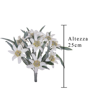 Set 3 Piante Artificiali Stelle Alpina Composta da 9 Fiori H 25 cm