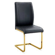 Sedia da pranzo con schienale ergonomico e seduta imbottita in similpelle nera e struttura oro