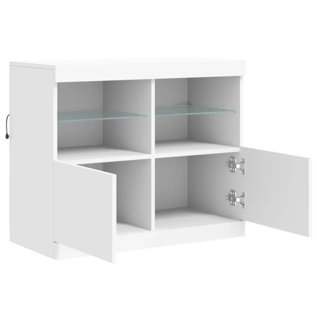 Credenza | Madia | Buffet da pranzo | Armadio da pranzo con Luci LED Bianca 81x37x67 cm