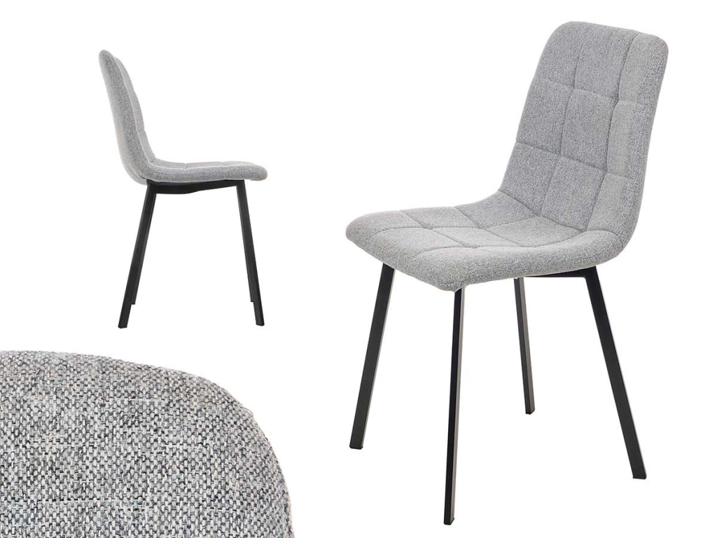 Sedia Moderna 4pz Sedie in Metallo Seduta Imbottita e Trapuntata Tessuto Grigio