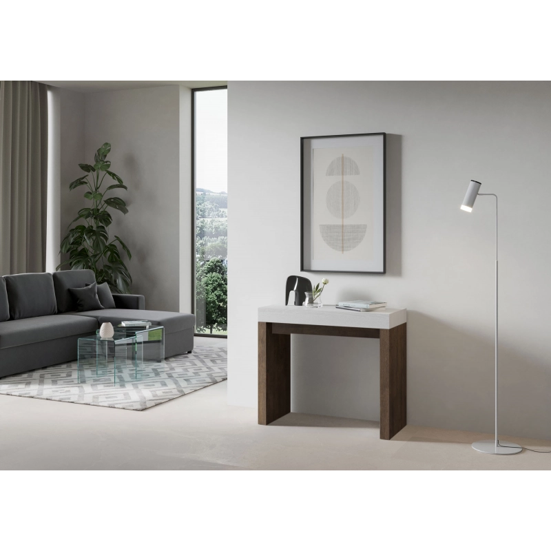 Consolle allungabile 90x40/196 cm Roxell Mix Small piano Bianco Frassino - Bianco Frassino/Noce